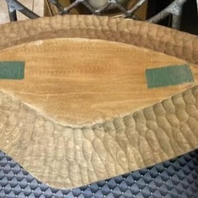 Vintage Mid-Century Carved Wooden Flower Table Decor 12.5" x 27" in Good Preowned Condition.