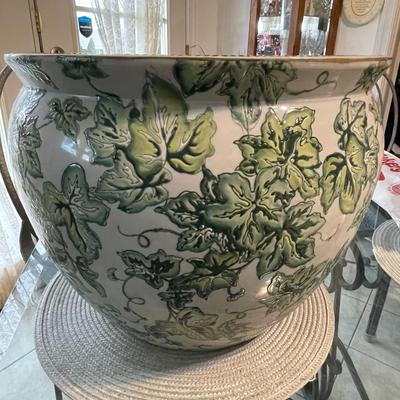 Very Large Asian Koi Fish Planter 14" Diameter in VG Preowned Condition as Pictured.