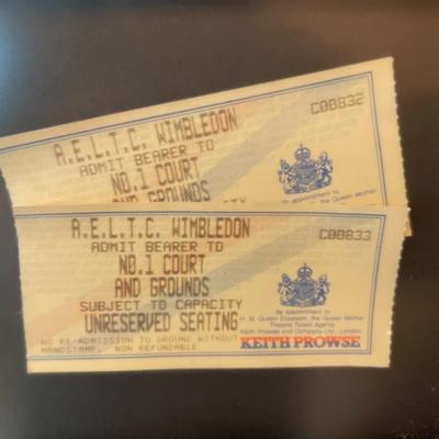 Wimbledon 1991 Framed Collage; Program, Ticket Stubs, Event Cover Framed Size 17.5" x 30.5" as Pictured.