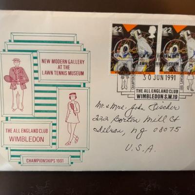 Wimbledon 1991 Framed Collage; Program, Ticket Stubs, Event Cover Framed Size 17.5" x 30.5" as Pictured.