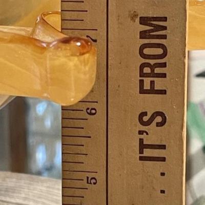 Unique Huge Mid-Century Art Glass Pedestal Bowl w/Scalloped Edges 7" Tall & 18" Wide in VG Preowned Condition.