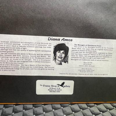 DIANA AMOS "HARBOR GLIMPSE" 1995 LITHOGRAPH ART PRINT SIGNED 253/1000 FRAME SIZE 17.5" x 21.25" IN GOOD PREOWNED...