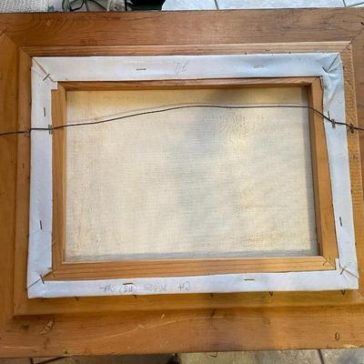 Vintage Antonio Oil on Canvas Landscape Painting Frame Size 17.5" x 21.5" in VG Preowned Condition.