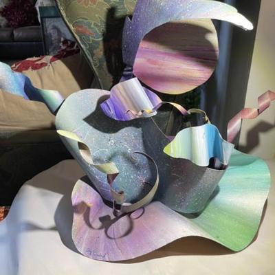 Noted NJ Artist Michael P. McCrink Signed Copper Metal Fabricated Table Centerpiece Artwork Approx 16" x 22" in Good Condition.