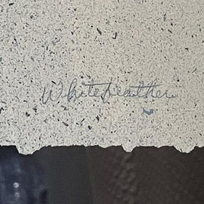 Native American Indian Petroglyph-I Signed Print Whitefeather Artwork Frame Size 21" x 28" in VG Condition.