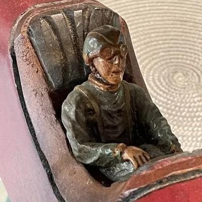 Vintage Large Wooden Carved Biplane w/Red Baron Fighter Pilot Believed to be Made in Lancaster Pa. 30" Wide x 27" Long x...