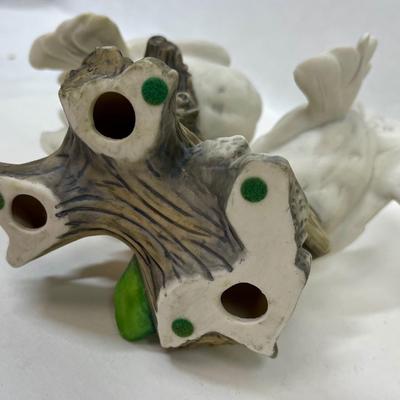 Lot of Bird figurines - 1 yellow perfume bottle and 2 bisque porcelain figurines