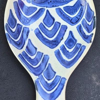 Blue & White Ceramic Fish Spoon Rest