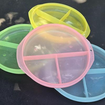 Multicolored Tupperware Type Sectioned Bowls with Lids