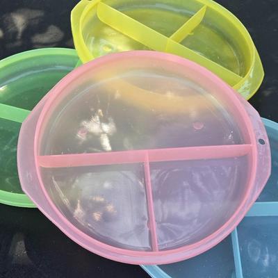 Multicolored Tupperware Type Sectioned Bowls with Lids
