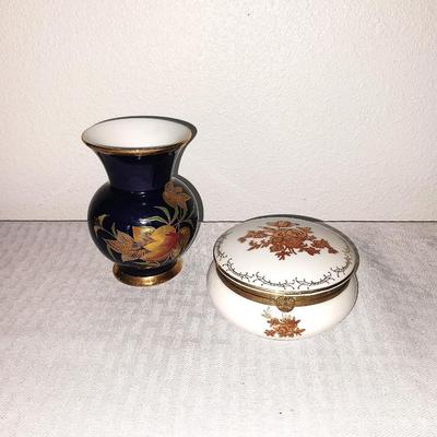 ANDREA TRINKET BOX AND SMALL PORCELAIN VASE- GERMANY