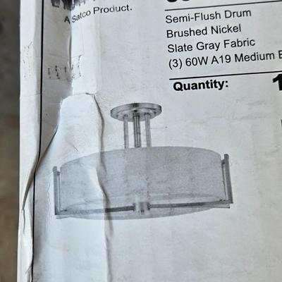 New in the Box Semi Flush Drum Style with Brushed Nickel
