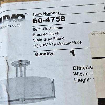 New in the Box Semi Flush Drum Style with Brushed Nickel