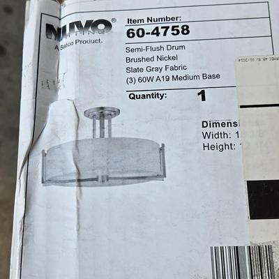 New in the Box Semi Flush Drum Style with Brushed Nickel