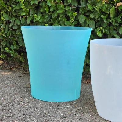 (2) Small Plastic Trash Containers