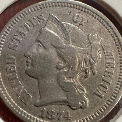 1874 III NICKEL UNC US COIN