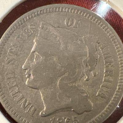 1865 UNC III NICKEL IS. OIN SILVER