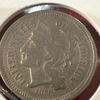1868 III NICKEL UNC US COIN