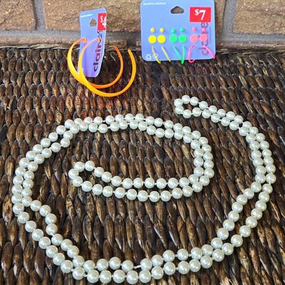 New Neon Earrings and a Pearl Necklace