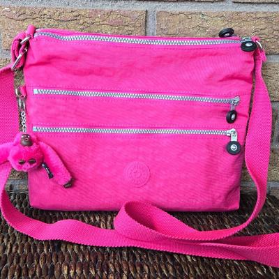 Kipling Pink Cross Body Bag with Signature Gorilla Key Chain Attachment