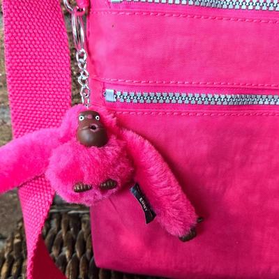Kipling Pink Cross Body Bag with Signature Gorilla Key Chain Attachment