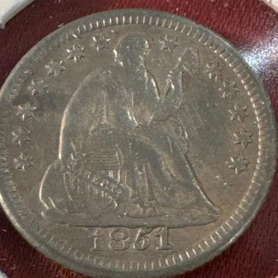 1851 SEATED LIBERTY O HALF DIME