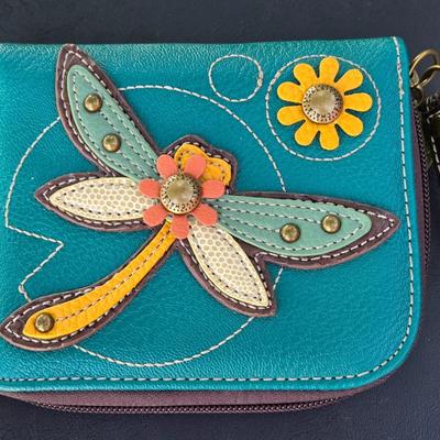 CHALA Dragonfly Leather Wristlet Wallet