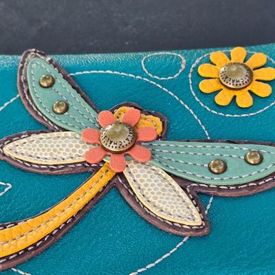 CHALA Dragonfly Leather Wristlet Wallet