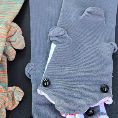 Funny Face Shark and Lizard or Fish Socks
