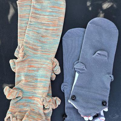 Funny Face Shark and Lizard or Fish Socks