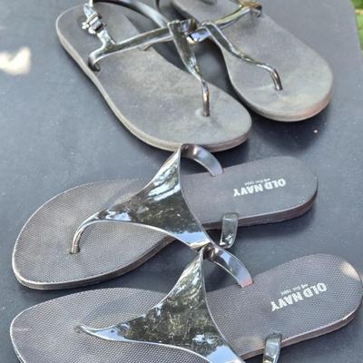 Black Sandals and Flip Flops