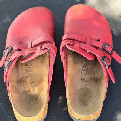Birkenstocks Camden Closed Toe Red Leather Sandals