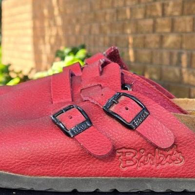 Birkenstocks Camden Closed Toe Red Leather Sandals