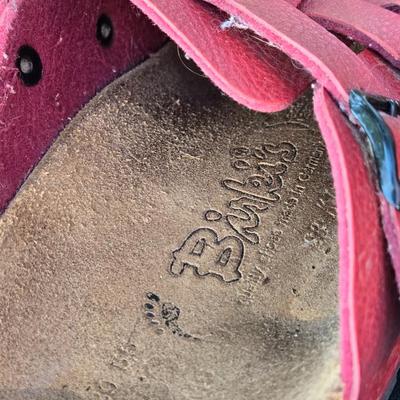 Birkenstocks Camden Closed Toe Red Leather Sandals