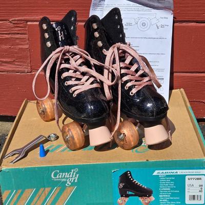 Candy Girl Black Sparkle Skates with Box