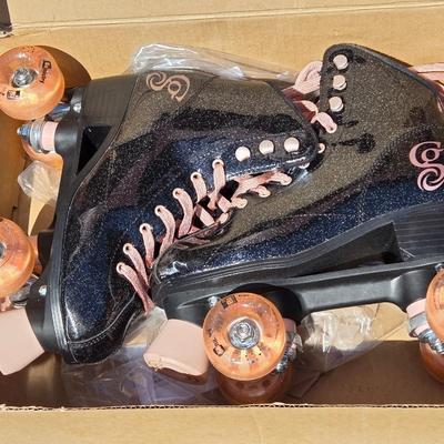 Candy Girl Black Sparkle Skates with Box