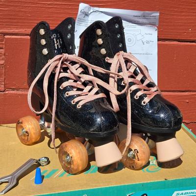 Candy Girl Black Sparkle Skates with Box