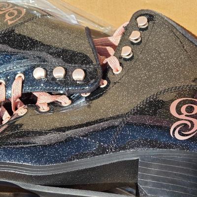 Candy Girl Black Sparkle Skates with Box