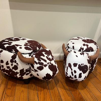2 Cow Storage Ottomans