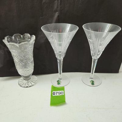 Lot of 3 Waterford Crystal Glass Vase & Glasses