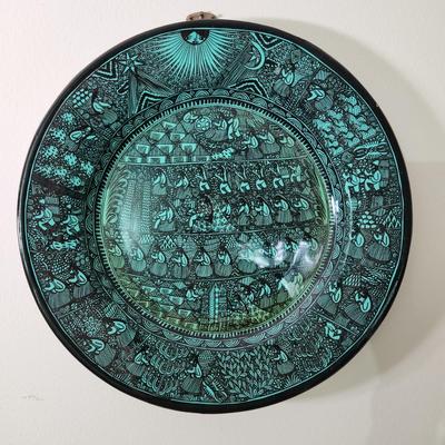 Decorative Wall Hanging Plate Green 16"