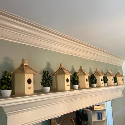 11 Wooden Birdhouses 6 Potted Faux Plants