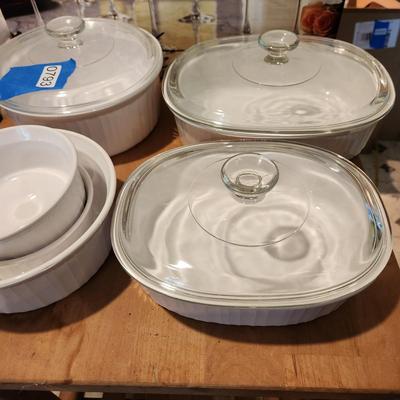 9 Piece Corning Ware Lot 6 Bowls 3 Lids