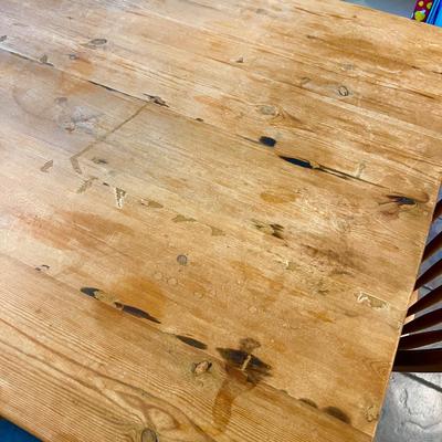 Rustic Wood Kitchen Dining Table w 6 Chairs