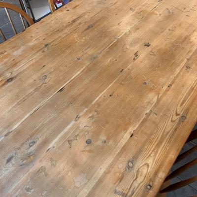 Rustic Wood Kitchen Dining Table w 6 Chairs