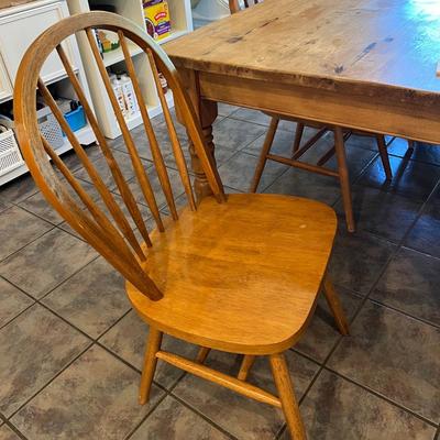 Rustic Wood Kitchen Dining Table w 6 Chairs