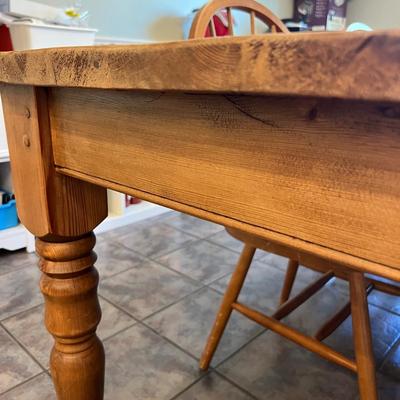 Rustic Wood Kitchen Dining Table w 6 Chairs