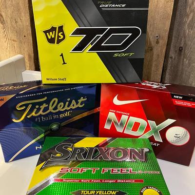 Four Packs of 12 New Golf Balls - Titleist, NDX, Srixon, TD