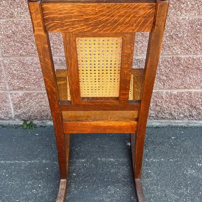 Early 1900's Mission Style Caned Rocking Chair