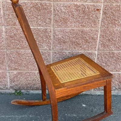 Early 1900's Mission Style Caned Rocking Chair